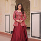 Lorenvalley Fashion Maroon Pure Simmer Vichitra Kali Pattern with Canvas Patta Lehenga Choli | Swadesiicart