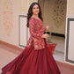 Lorenvalley Fashion Maroon Pure Simmer Vichitra Kali Pattern with Canvas Patta Lehenga Choli | Swadesiicart