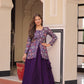 Lorenvalley Fashion Purple Pure Simmer Vichitra Kali Pattern with Canvas Patta Lehenga Choli | Swadesiicart