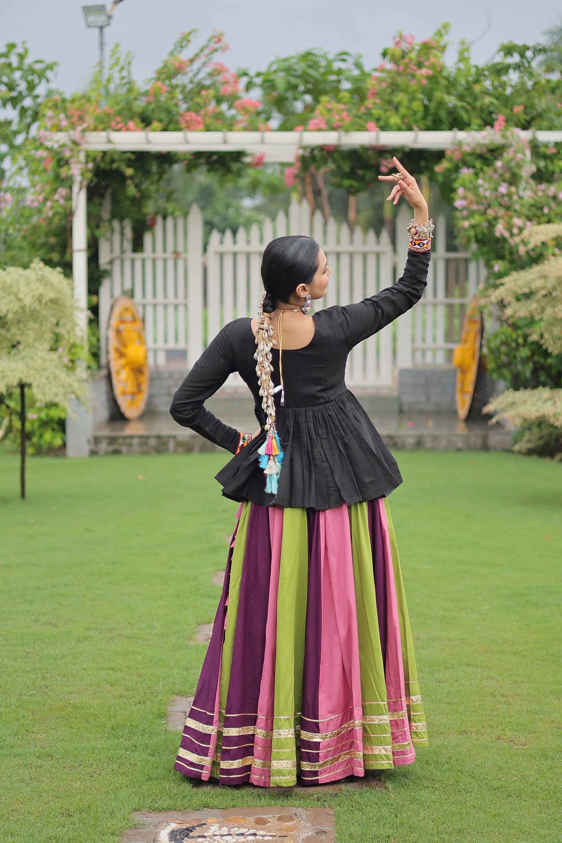 Lorenvalley Fashion Multicolor Rayon with Attractive Gota-Patti Lace Lehenga Choli | Swadesiicart