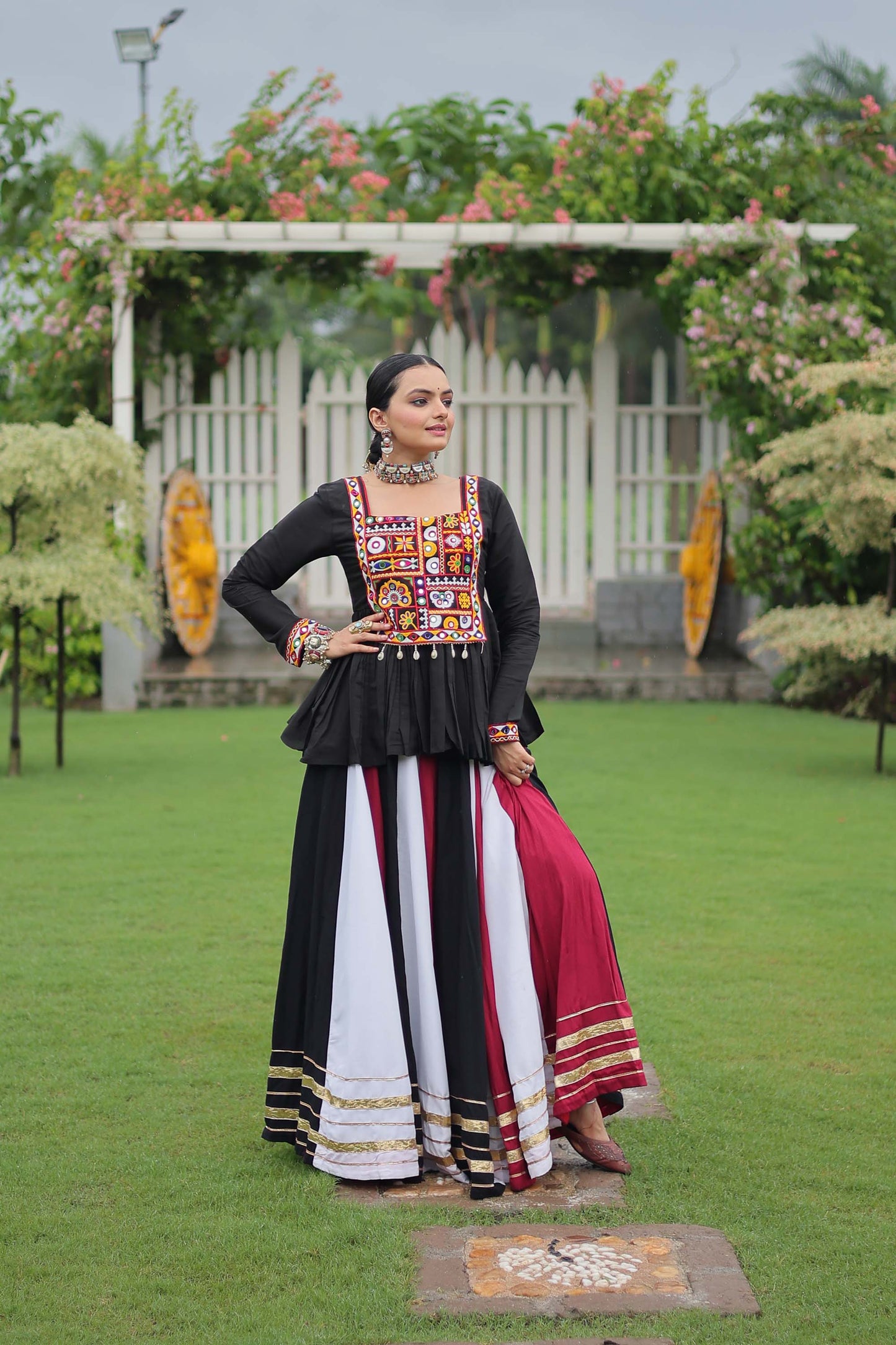 Lorenvalley Fashion Multicolor Rayon with Attractive Gota-Patti Lace Lehenga Choli | Swadesiicart