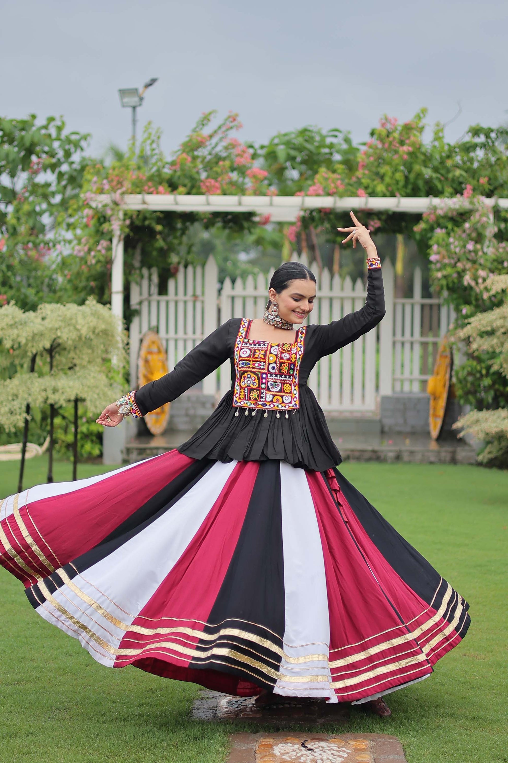 Lorenvalley Fashion Multicolor Rayon with Attractive Gota-Patti Lace Lehenga Choli | Swadesiicart