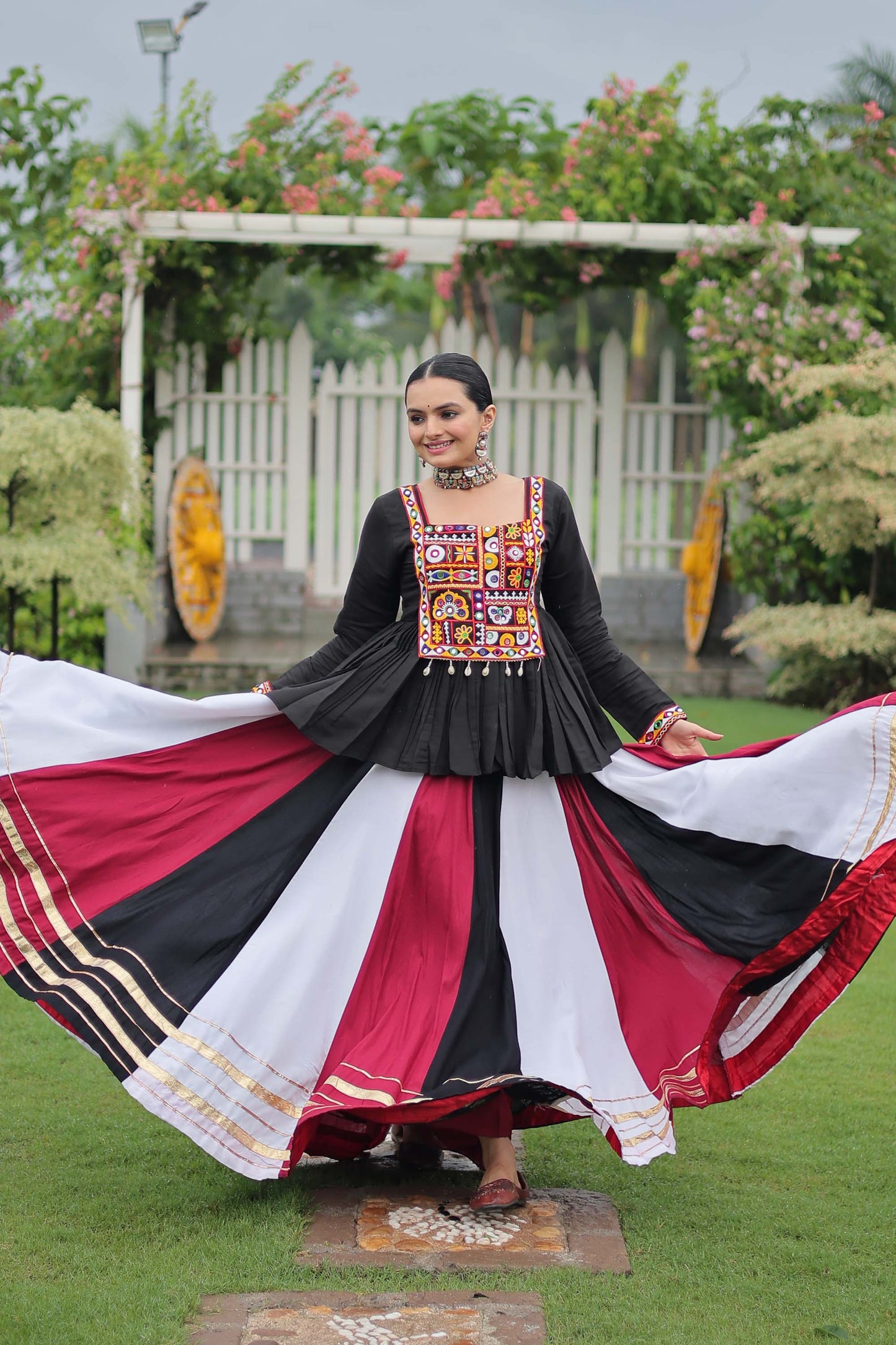 Lorenvalley Fashion Multicolor Rayon with Attractive Gota-Patti Lace Lehenga Choli | Swadesiicart