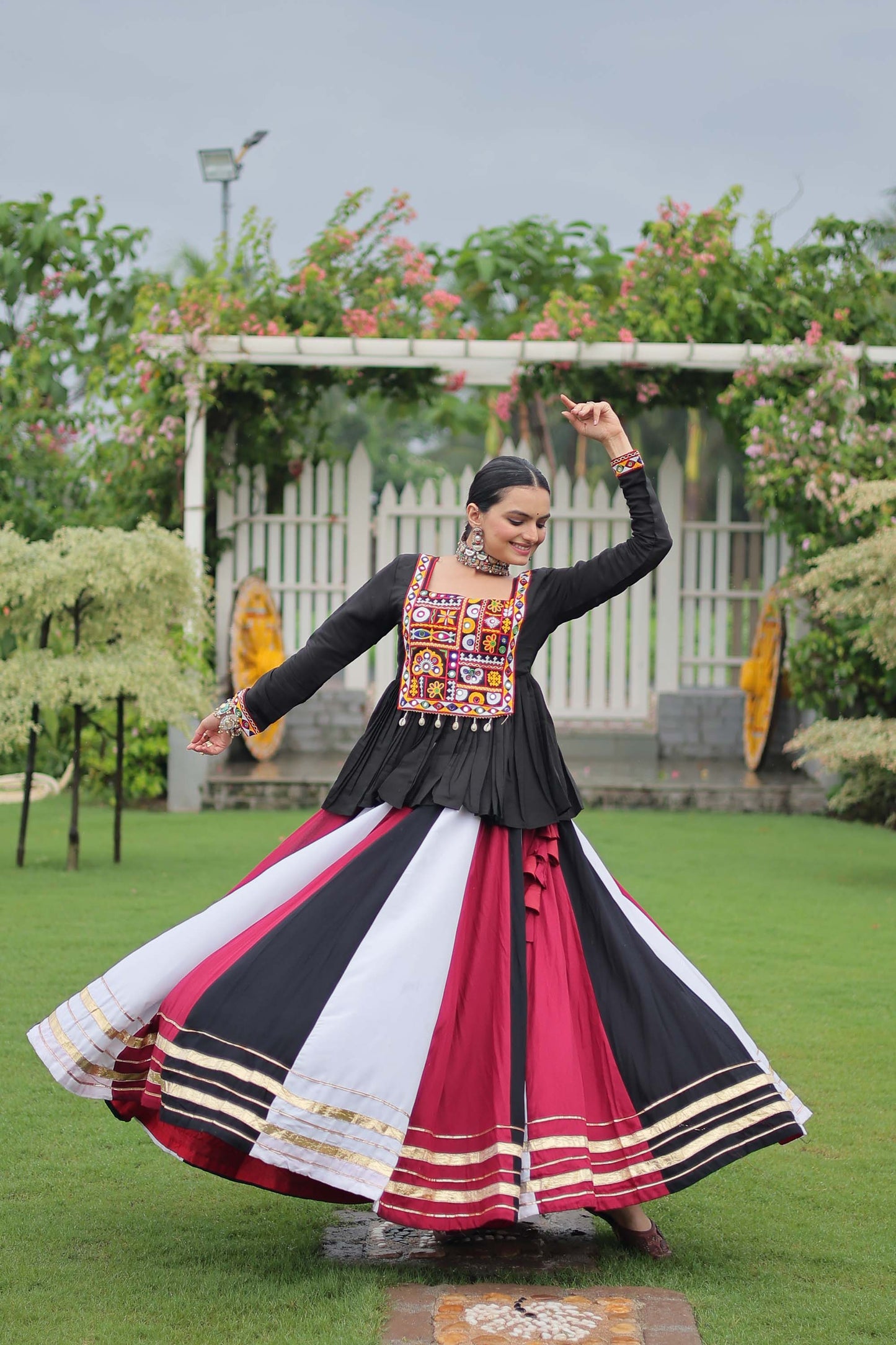 Lorenvalley Fashion Multicolor Rayon with Attractive Gota-Patti Lace Lehenga Choli | Swadesiicart