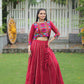 Lorenvalley Fashion Maroon Roman Silk with Attractive Gota-Patti Lace Lehenga Choli | Swadesiicart