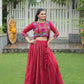 Lorenvalley Fashion Maroon Roman Silk with Attractive Gota-Patti Lace Lehenga Choli | Swadesiicart