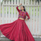 Lorenvalley Fashion Maroon Roman Silk with Attractive Gota-Patti Lace Lehenga Choli | Swadesiicart