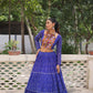 Lorenvalley Fashion Blue Faux Georgette Bandhej Print with Gotta Patti Lace Work Lehenga Choli | Swadesiicart