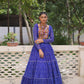 Lorenvalley Fashion Blue Faux Georgette Bandhej Print with Gotta Patti Lace Work Lehenga Choli | Swadesiicart