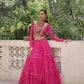 Lorenvalley Fashion Pink Faux Georgette Bandhej Print with Gotta Patti Lace Work Lehenga Choli | Swadesiicart