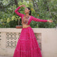 Lorenvalley Fashion Pink Faux Georgette Bandhej Print with Gotta Patti Lace Work Lehenga Choli | Swadesiicart