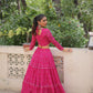 Lorenvalley Fashion Pink Faux Georgette Bandhej Print with Gotta Patti Lace Work Lehenga Choli | Swadesiicart