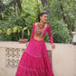 Lorenvalley Fashion Pink Faux Georgette Bandhej Print with Gotta Patti Lace Work Lehenga Choli | Swadesiicart