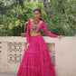 Lorenvalley Fashion Pink Faux Georgette Bandhej Print with Gotta Patti Lace Work Lehenga Choli | Swadesiicart