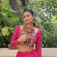 Lorenvalley Fashion Pink Faux Georgette Bandhej Print with Gotta Patti Lace Work Lehenga Choli | Swadesiicart