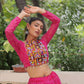 Lorenvalley Fashion Pink Faux Georgette Bandhej Print with Gotta Patti Lace Work Lehenga Choli | Swadesiicart