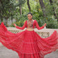 Lorenvalley Fashion Red Faux Georgette Bandhej Print with Gotta Patti Lace Work Lehenga Choli | Swadesiicart