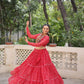 Lorenvalley Fashion Red Faux Georgette Bandhej Print with Gotta Patti Lace Work Lehenga Choli | Swadesiicart