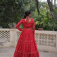 Lorenvalley Fashion Red Faux Georgette Bandhej Print with Gotta Patti Lace Work Lehenga Choli | Swadesiicart