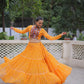 Lorenvalley Fashion Yellow Faux Georgette Bandhej Print with Gotta Patti Lace Work Lehenga Choli | Swadesiicart