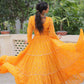 Lorenvalley Fashion Yellow Faux Georgette Bandhej Print with Gotta Patti Lace Work Lehenga Choli | Swadesiicart