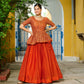 Lorenvalley Fashion Orange Fendy Silk Plain Lehenga with Embroidered work Choli | Swadesiicart