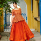 Lorenvalley Fashion Orange Fendy Silk Plain Lehenga with Embroidered work Choli | Swadesiicart