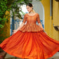 Lorenvalley Fashion Orange Fendy Silk Plain Lehenga with Embroidered work Choli | Swadesiicart