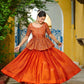 Lorenvalley Fashion Orange Fendy Silk Plain Lehenga with Embroidered work Choli | Swadesiicart