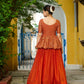 Lorenvalley Fashion Orange Fendy Silk Plain Lehenga with Embroidered work Choli | Swadesiicart