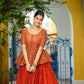 Lorenvalley Fashion Orange Fendy Silk Plain Lehenga with Embroidered work Choli | Swadesiicart
