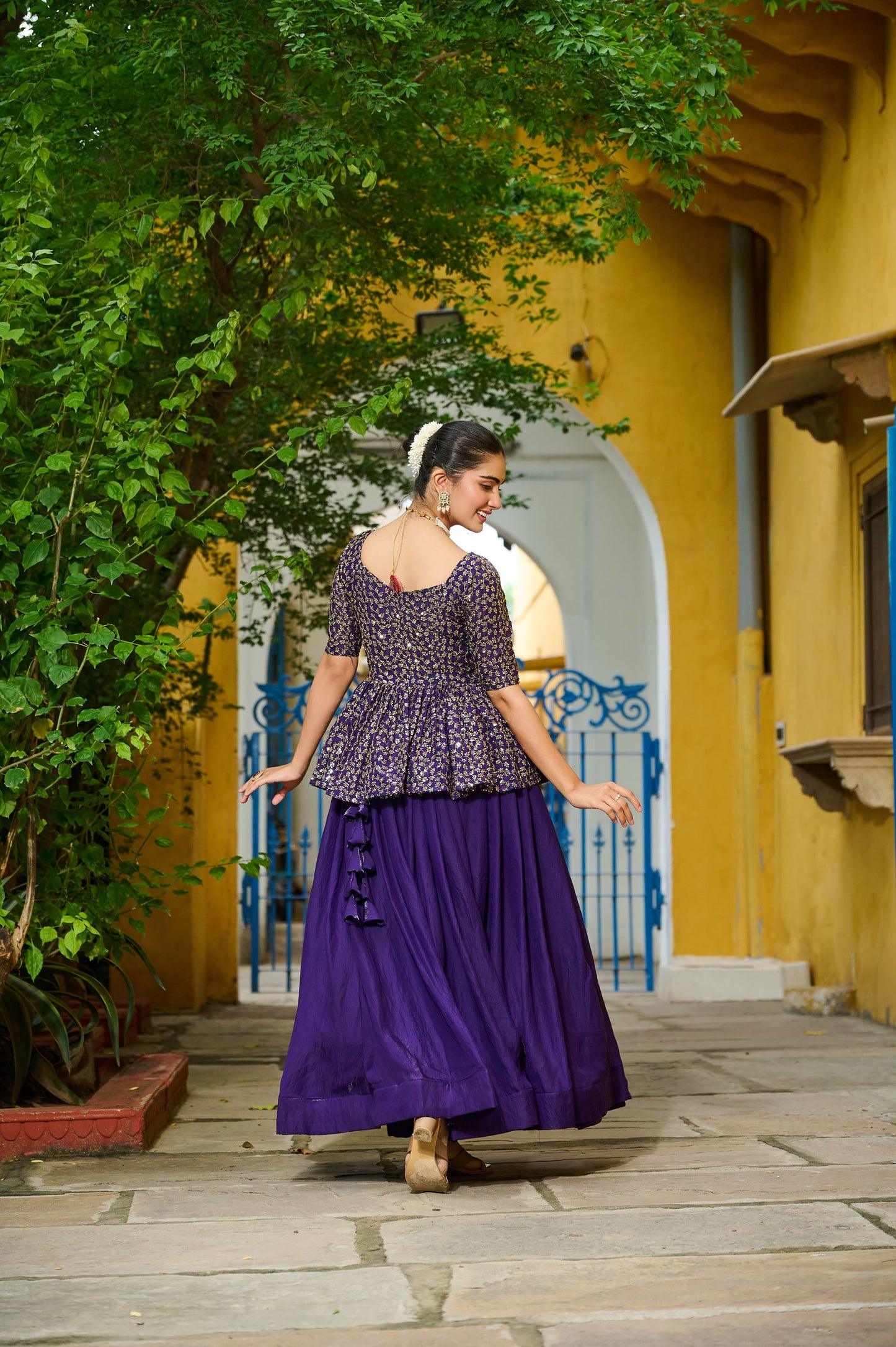 Lorenvalley Fashion Purple Fendy Silk Plain Lehenga with Embroidered work Choli | Swadesiicart