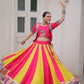 Lorenvalley Fashion Multicolor Roman Silk with attractive Maslin Crochet Print & Gotta lace embellished work Lehenga Choli | Swadesiicart