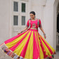 Lorenvalley Fashion Multicolor Roman Silk with attractive Maslin Crochet Print & Gotta lace embellished work Lehenga Choli | Swadesiicart