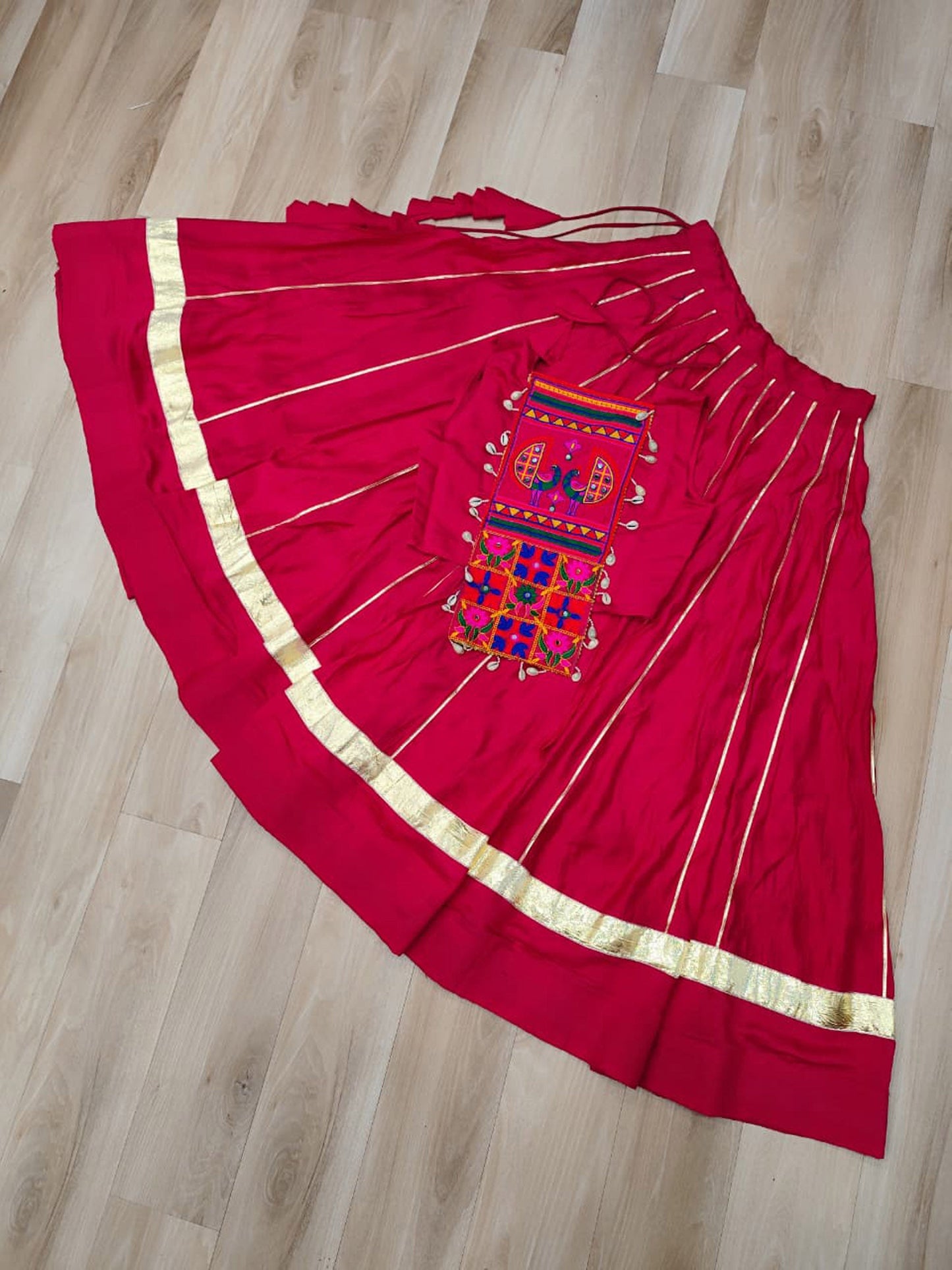 Lorenvalley Fashion Pink Roman Silk with Attractive Gota-Patti Lace Lehenga Choli | Swadesiicart