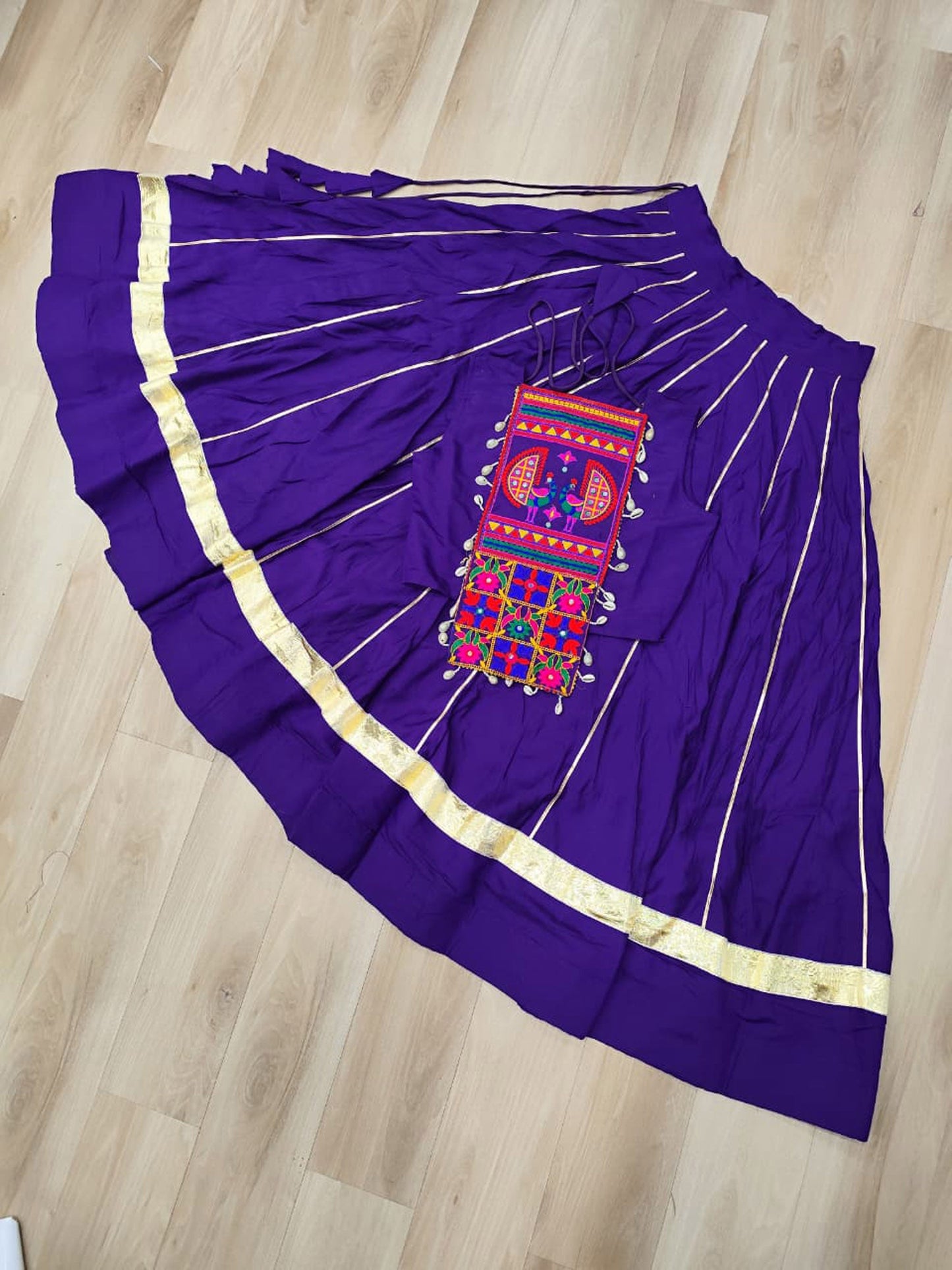 Lorenvalley Fashion Purple Roman Silk with Attractive Gota-Patti Lace Lehenga Choli | Swadesiicart