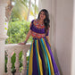 Lorenvalley Fashion Multicolor Roman Silk with Attractive Colour Combination Roman Fabric Gota Lace work Lehenga Choli | Swadesiicart