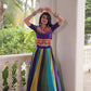 Lorenvalley Fashion Multicolor Roman Silk with Attractive Colour Combination Roman Fabric Gota Lace work Lehenga Choli | Swadesiicart