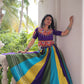 Lorenvalley Fashion Multicolor Roman Silk with Attractive Colour Combination Roman Fabric Gota Lace work Lehenga Choli | Swadesiicart