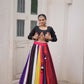 Lorenvalley Fashion Multicolor Roman Silk with Attractive Colour Combination Roman Fabrics Lace work Lehenga Choli | Swadesiicart