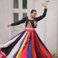 Lorenvalley Fashion Multicolor Roman Silk with Attractive Colour Combination Roman Fabrics Lace work Lehenga Choli | Swadesiicart