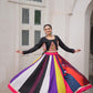 Lorenvalley Fashion Multicolor Roman Silk with Attractive Colour Combination Roman Fabrics Lace work Lehenga Choli | Swadesiicart