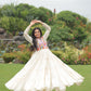 Lorenvalley Fashion Offwhite Kora Cotton with Multi Thread Embroidered & Gota patti Work Gown | Swadesiicart
