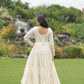 Lorenvalley Fashion Offwhite Kora Cotton with Multi Thread Embroidered & Gota patti Work Gown | Swadesiicart