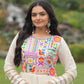 Lorenvalley Fashion Offwhite Kora Cotton with Multi Thread Embroidered & Gota patti Work Gown | Swadesiicart