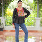 Prazu Fashion Black Roman Silk With Kutchi Gamthi Work Navaratri Top - Swadesiicart