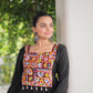 Prazu Fashion Black Roman Silk With Kutchi Gamthi Work Navaratri Top - Swadesiicart