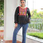 Prazu Fashion Black Roman Silk With Kutchi Gamthi Work Navaratri Top - Swadesiicart
