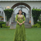 Lorenvalley Fashion Parotgreen Rayon with Kutchi Gamthi Work Gown | Swadesiicart