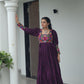 Lorenvalley Fashion Wine Rayon with Kutchi Gamthi Work Gown | Swadesiicart
